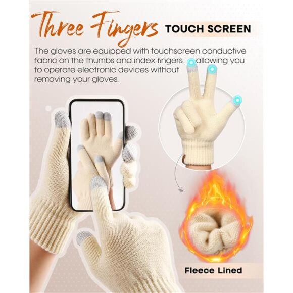 FURTALK Winter Warm Beanie Knit Hat Touchscreen Gloves Scarf Set Soft Fleece - Picture 5 of 7